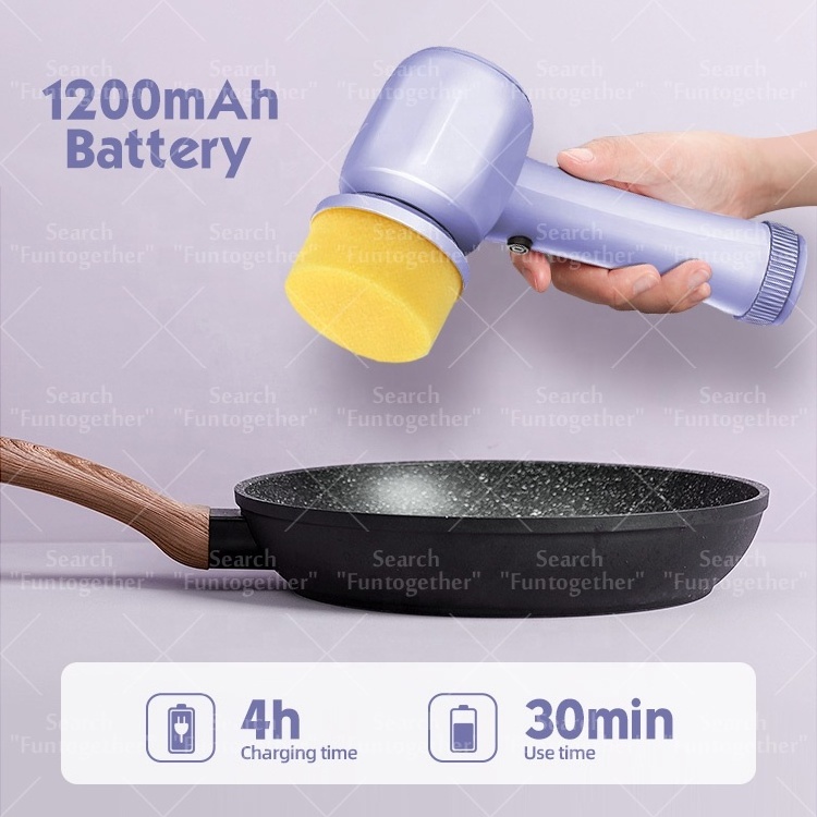 Household multi functions 4 in 1 spinning scrubber hand held cordless electric auto rotating bathroom toilet cleaning brush