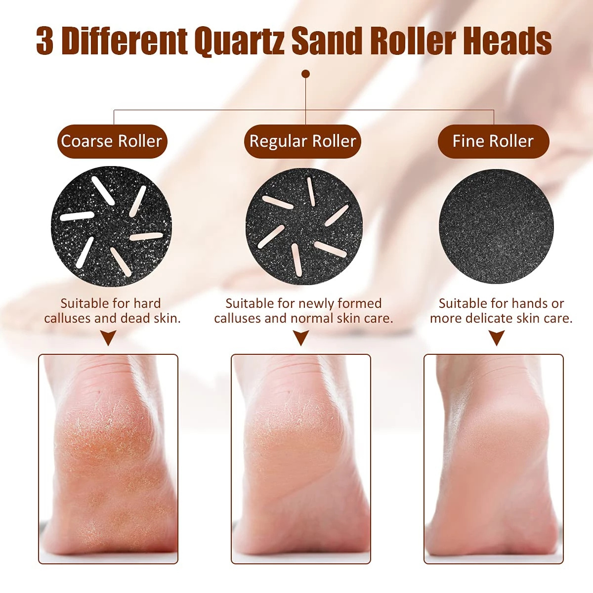 Electric Foot Hard Skin, Grinder Grater Remover Electrical Feet Scrubber Callus Shaver With Sandpaper For Pedicure/