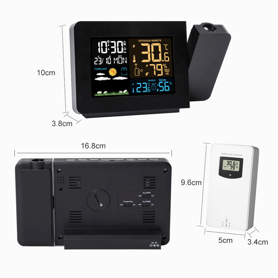 intelligent wireless wifi clock, weather forecast electronic display weather station barometer temperature and humidity/