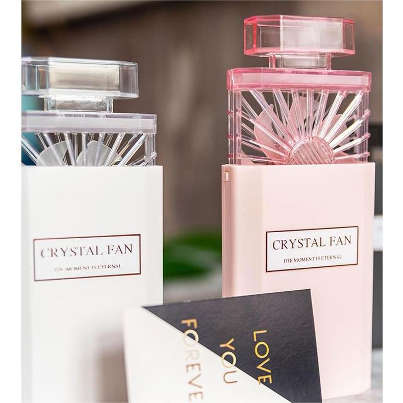 Powerful Crystal Pull-Out Portable,  Fan Cooling Electric Fan For Girl Perfume Bottle Design Mini Fan With Scented Piece/