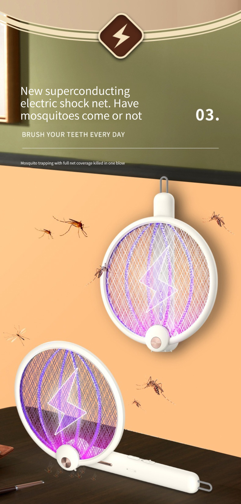 Customized Mosquito Killer Racket, Bug Zapper 2in1 Cheap Fly Swatter Electronic Mosquito Bat/