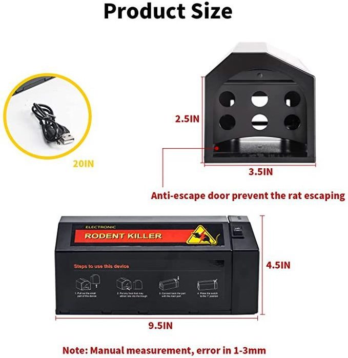 Electronic Electric Rodent Killer,  Rat Trap Cage Mouse  Mouse Rodent Killer Electronic Rat killer/