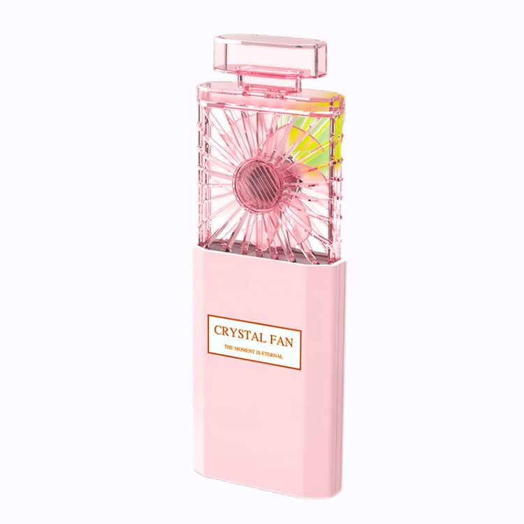 Powerful Crystal Pull-Out Portable,  Fan Cooling Electric Fan For Girl Perfume Bottle Design Mini Fan With Scented Piece/