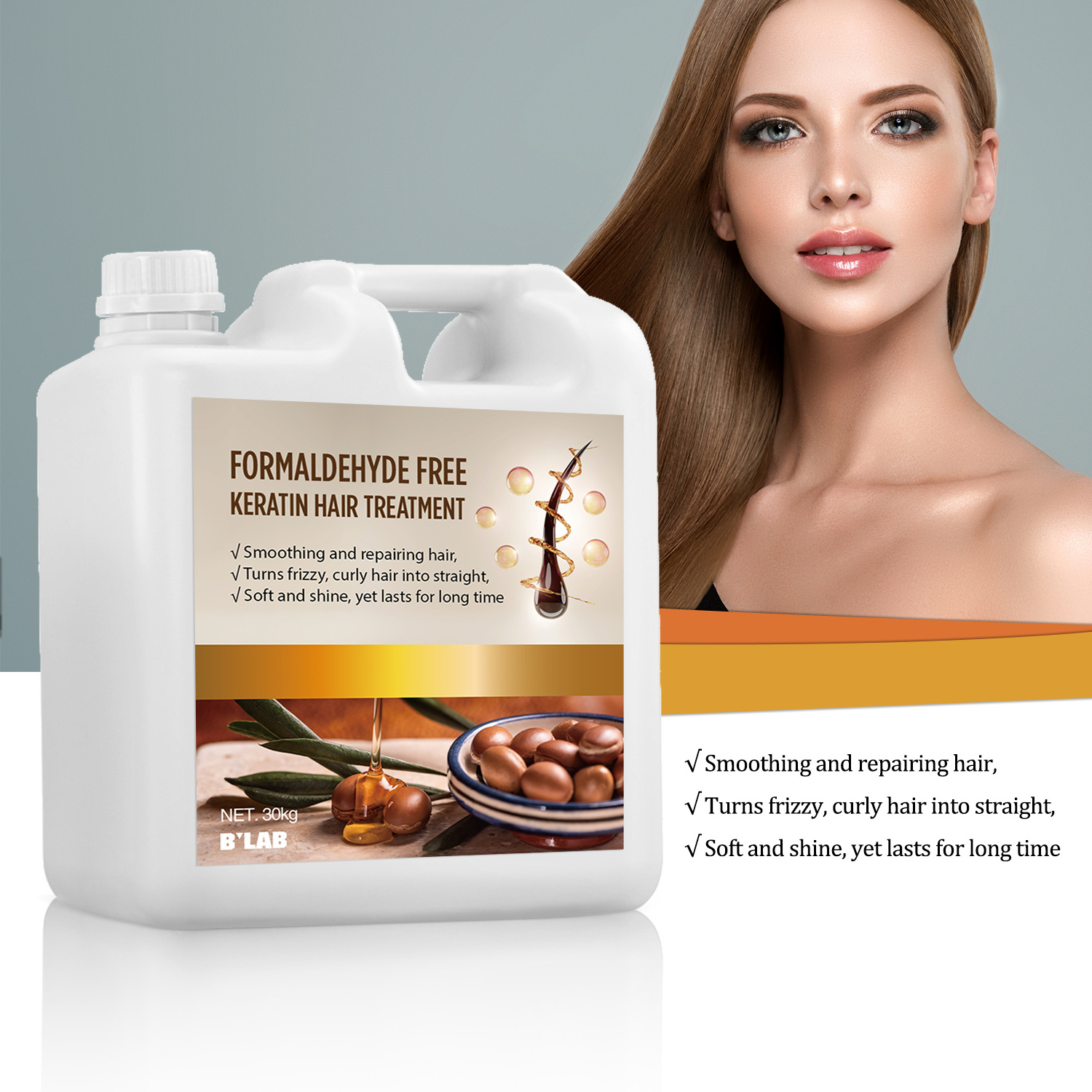 Private Label Hair Straightening Smoothing Formaldehyde Free Argan Oil 30KG Brazilian Base Keratin Treatment In Bulk