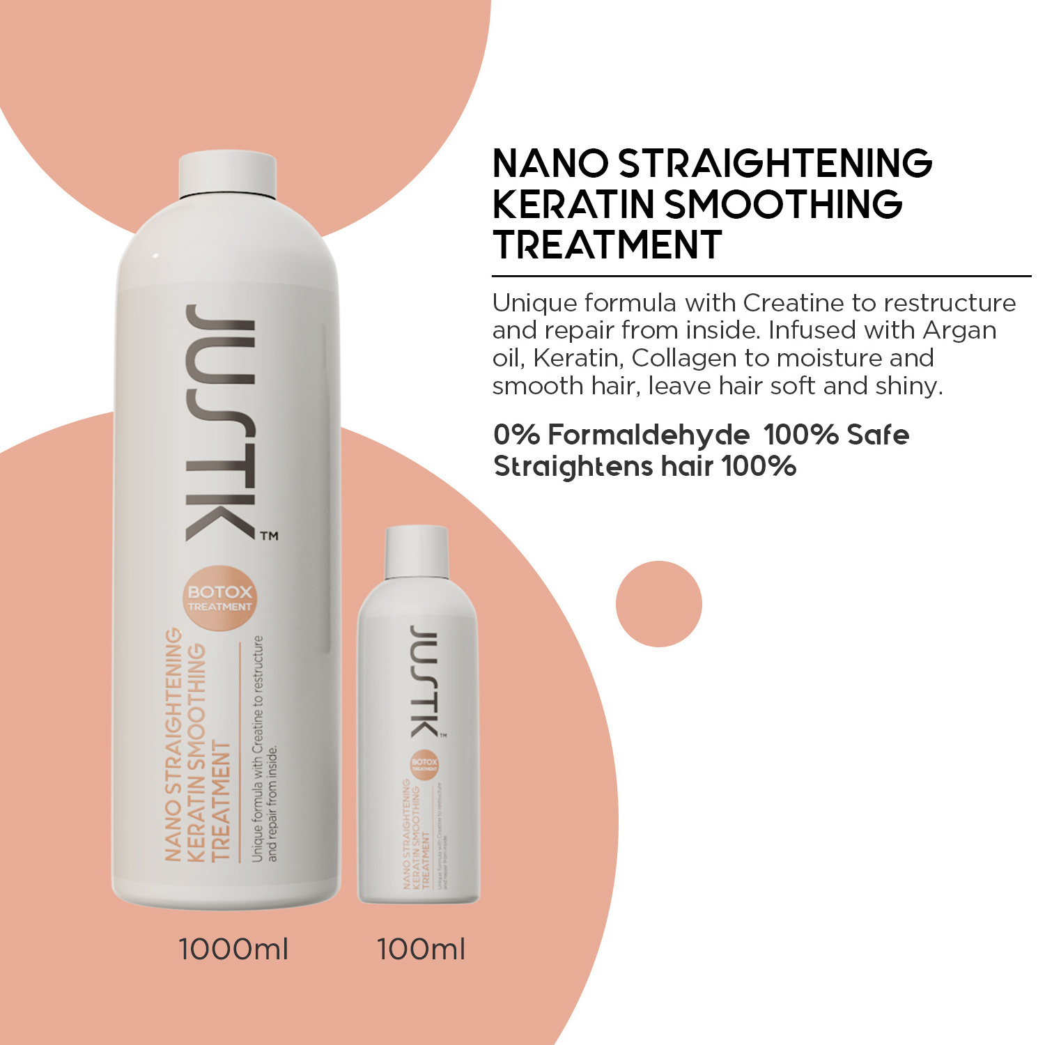 JUSTK Nano Botox Keratin Treatment Hair Straightening Cream Nano Botox Keratin Hair Brazilian Treatment