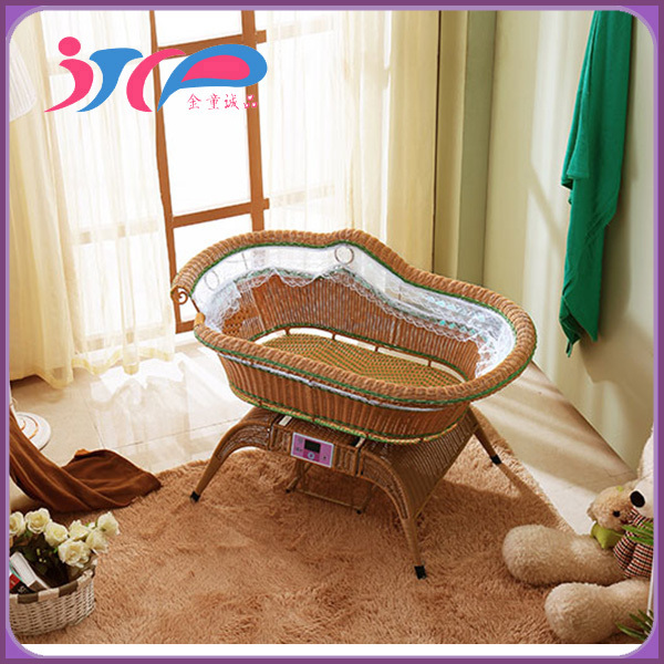 luxurious baby rattan bed supplier kids electric summer cradle wicker baby bed