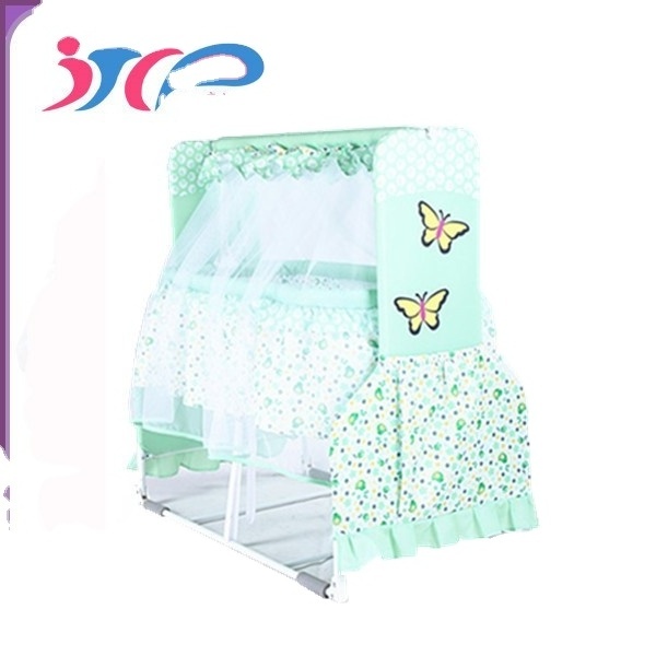 TC fabric Cloth Steel Frame 2016 new style cute and lovely branded with mosquito net & hanging baby crib /baby bed/ baby cradle