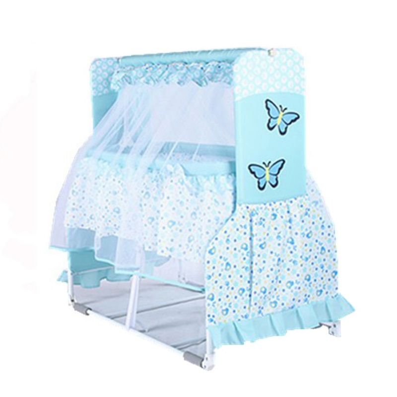 TC fabric Cloth Steel Frame 2016 new style cute and lovely branded with mosquito net & hanging baby crib /baby bed/ baby cradle