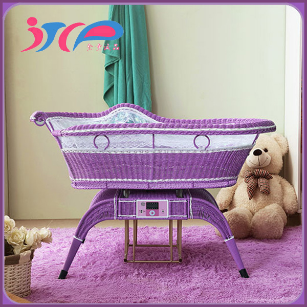 luxurious baby rattan bed supplier kids electric summer cradle wicker baby bed