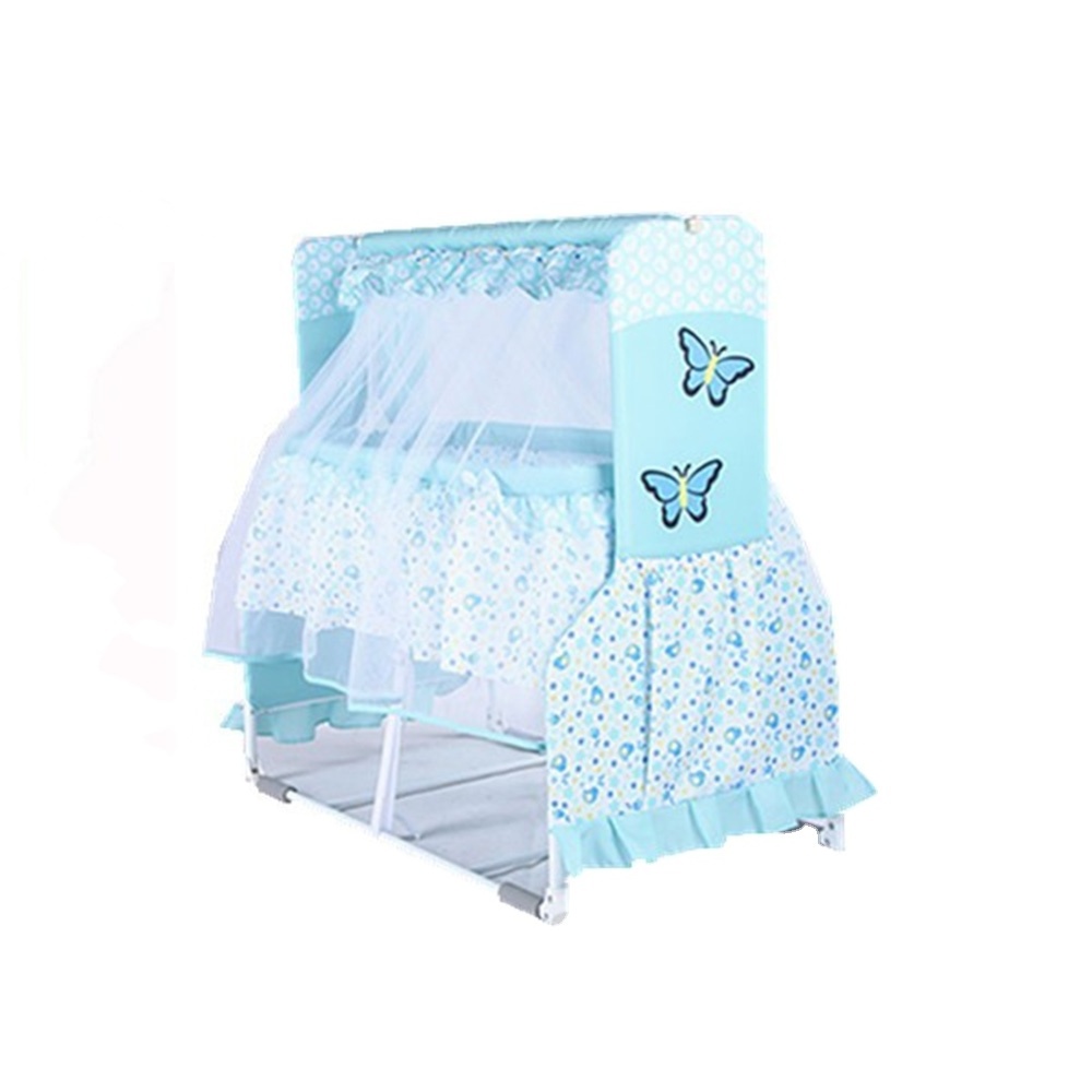 TC fabric Cloth Steel Frame 2016 new style cute and lovely branded with mosquito net & hanging baby crib /baby bed/ baby cradle