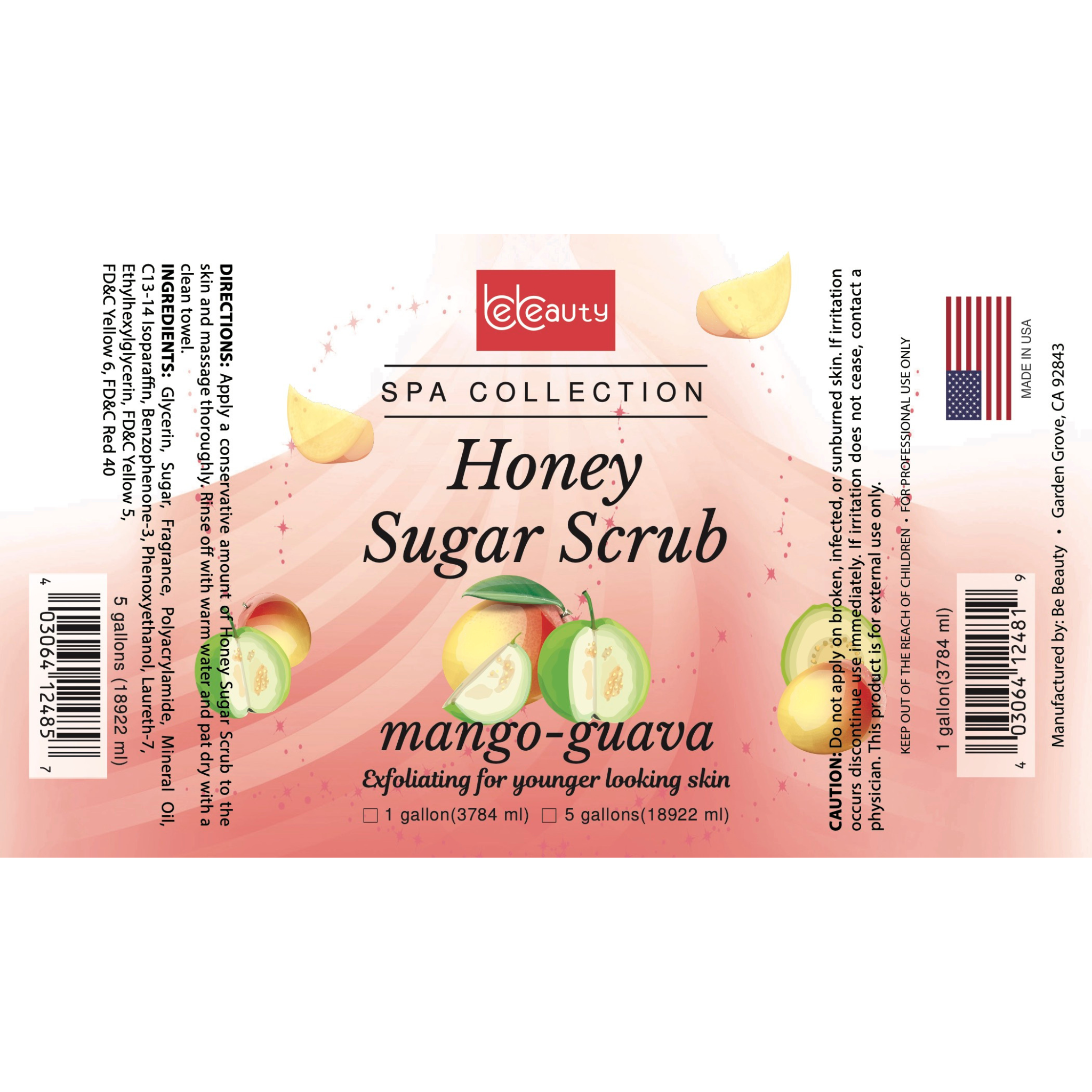 Honey Glycerin Sugar Scrub Guava Mango Made In USA Private Label Available Exfoliating Body Sugar Scrub Hand Foot and Body Scrub