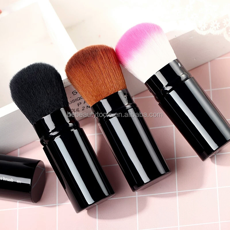 Best Portable Black Kabuki Brush for Powder Mineral Foundation Blending Blush Buffing Makeup Brush with Cover