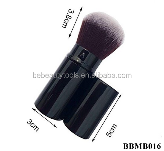 Best Portable Black Kabuki Brush for Powder Mineral Foundation Blending Blush Buffing Makeup Brush with Cover