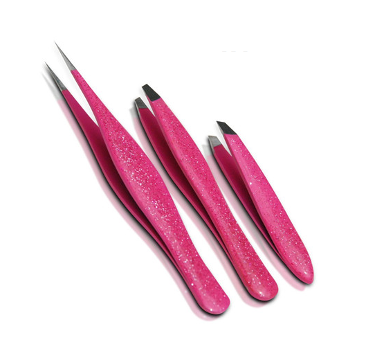 Bulk Export Pink Color Cosmetic Beauty Accurate Slant Tip Unwanted Facial Eyebrow Hair Plucking Shaping Scissor Tweezers