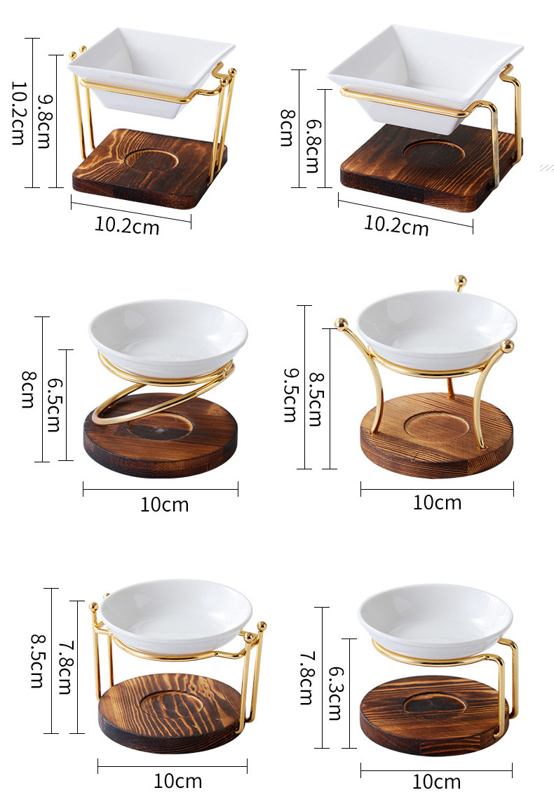 Wholesale Ceramic Wax Candle Warmer Oil Burner, Essential Oil Tealight Candle Melt Holder Incense Burner With White Ceramic Tray