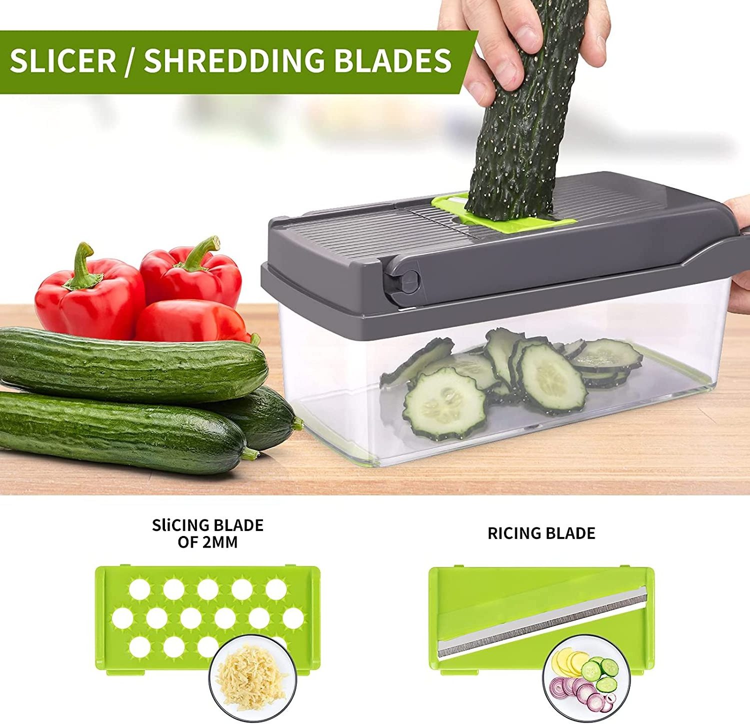 Professional Vegetable Sheet Chopper Mandoline Onion Dicer Veggie Slicer Nicer Fruit Cutter Portable 12 In 1 Blade Manual White