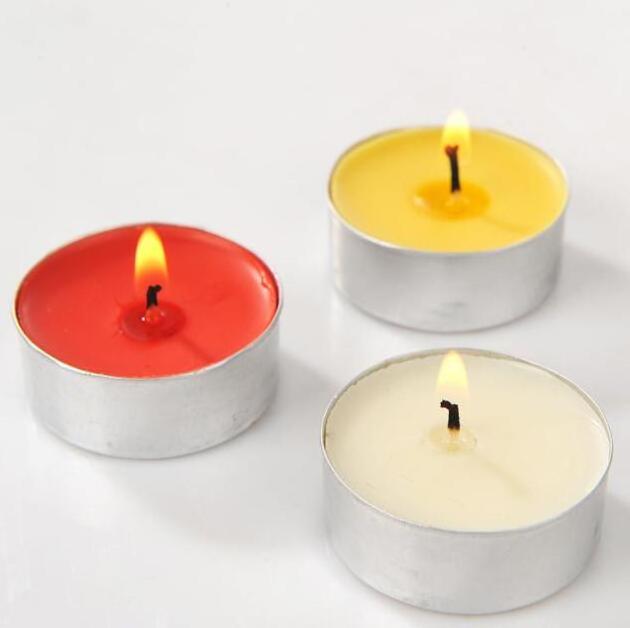 50pcs pack colorful vegetable wax tealight candle,Wholesale wedding boiled tea warm unscented tealight candle in box