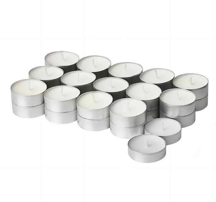 100pcs pack 4hours burning home decor paraffin wax made white tealight candle,Unscented Tea lights 100/Pk White tealight candles