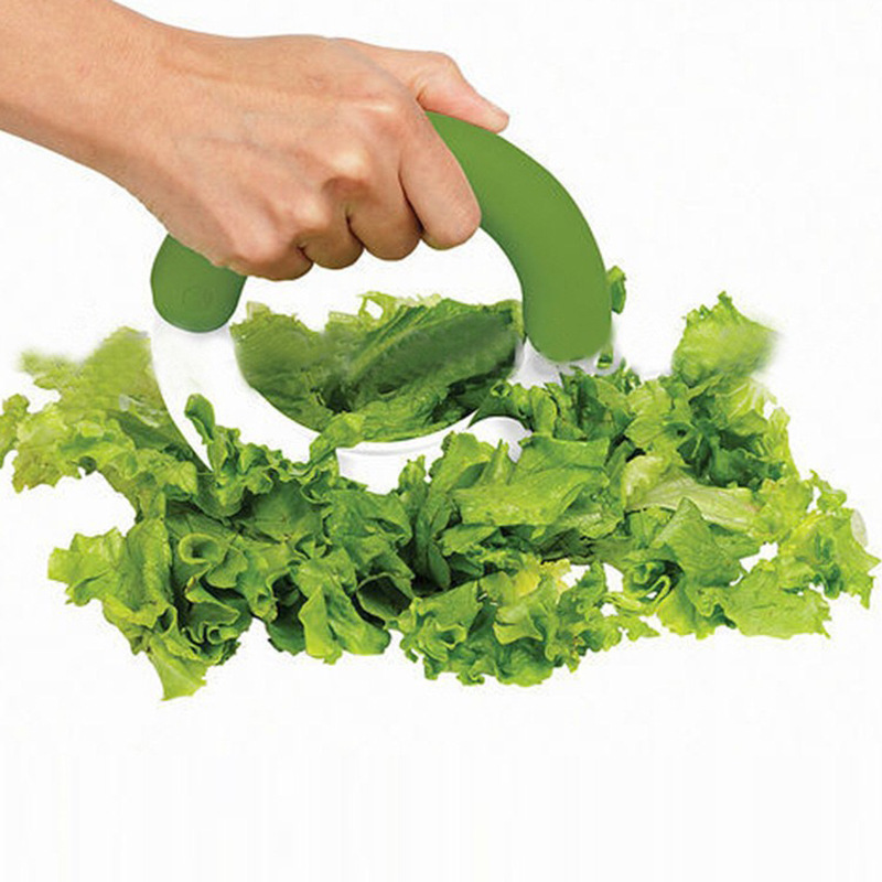 Multifunction kitchen Tool Round Manual  Cissor-Like Design Wavy Crinkle Serrator Salad Vegetable Lettuce Chopper