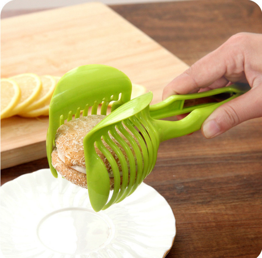 Multifunctional Lemon Potato Tomato Round Handheld Cake Tong Slicer Fruit Vegetable Cutter