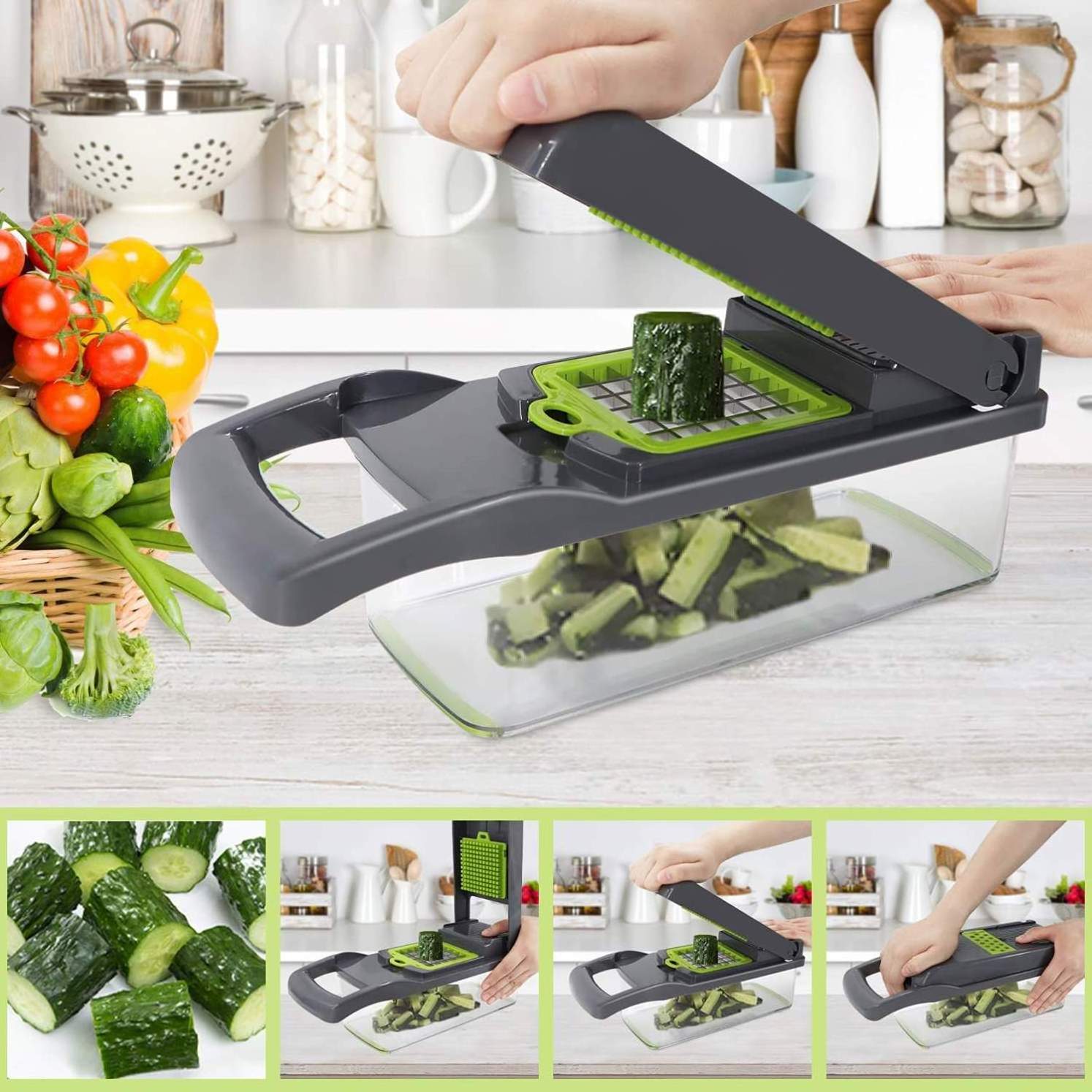 Vegetable Chopper Mandoline Slicer Cutter  and Grater 15  in 1 Vegetable Slicer Potato Onion Chopper Veggie  Dicer