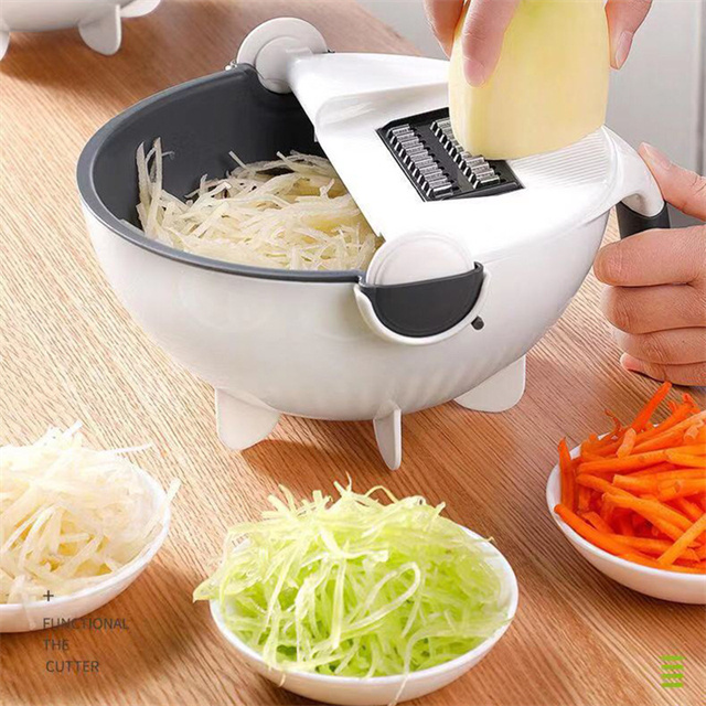 Multi-function 9 In 1 Multifunctional Manual Vegetable Chopper Cutter And Slicer With Draining Basket Strainer