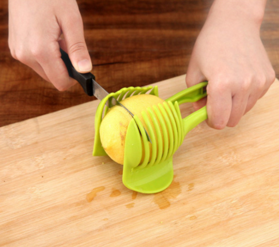 Multifunctional Lemon Potato Tomato Round Handheld Cake Tong Slicer Fruit Vegetable Cutter