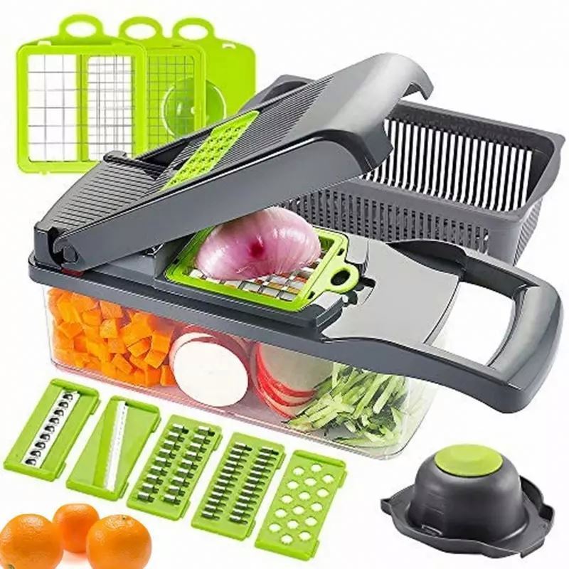 Hot selling 12 In 1 Hand Operated Vegetable Mandoline Slicer Veggie Chopper Food Chopper Onion Cutter Vegetable Slicer