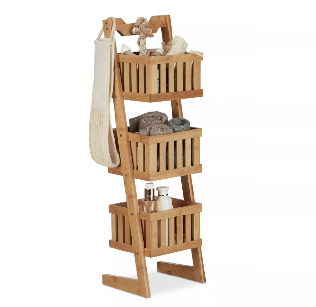 Wholesale 3 Tier Bamboo Bathroom Rack Organizer for Bathroom Accessories Storage