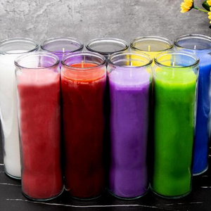 7 days religious candle with recycled glass candle jars outdoor using windproof candle