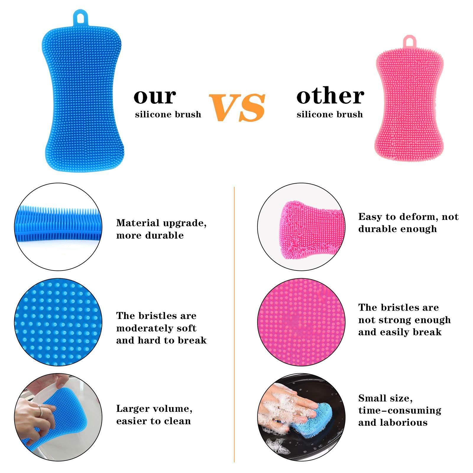 Safer Multipurpost Double Sided Cleaning Silicone Sponges For Dishes Washing Kitchen Gadgets Cleaning Brush