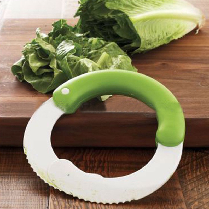 Multifunction kitchen Tool Round Manual  Cissor-Like Design Wavy Crinkle Serrator Salad Vegetable Lettuce Chopper