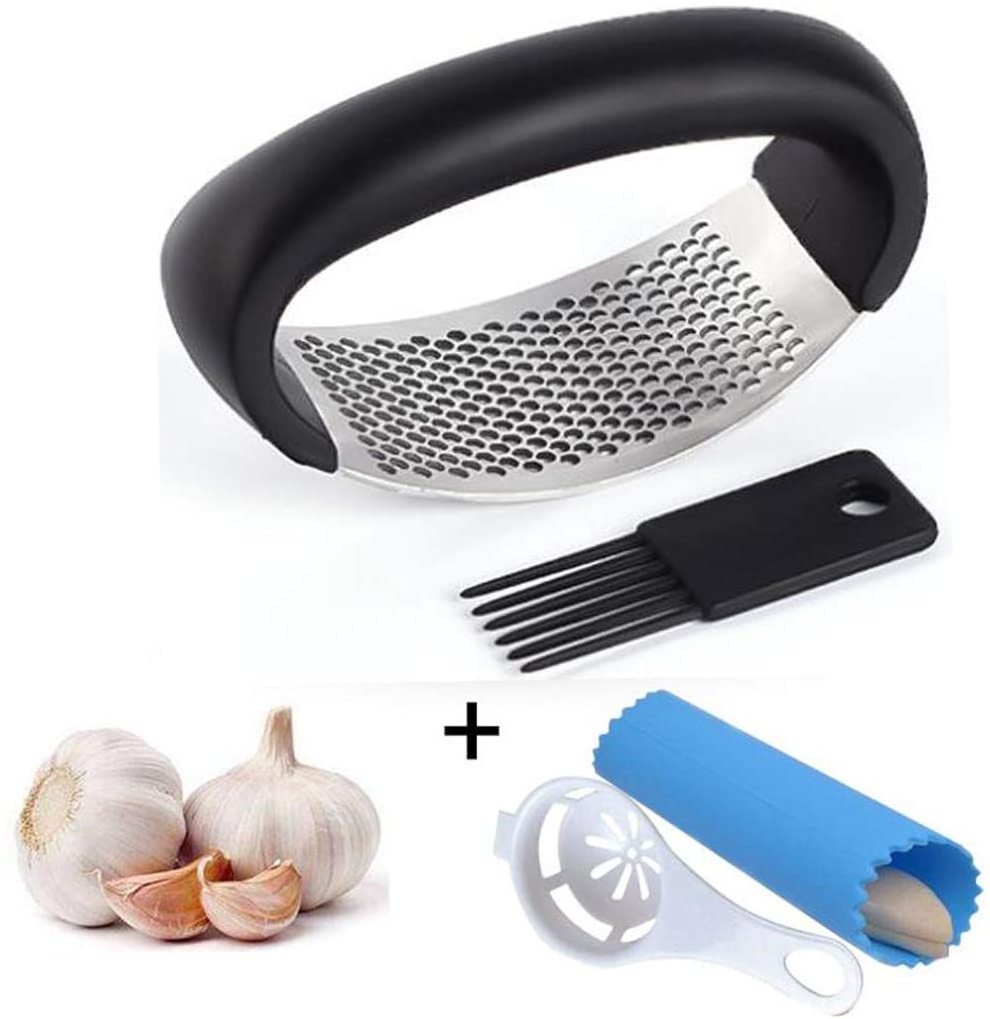 New kitchen gadgets easy clean annular garlic crusher 430 stainless steel manual garlic grinder press tool