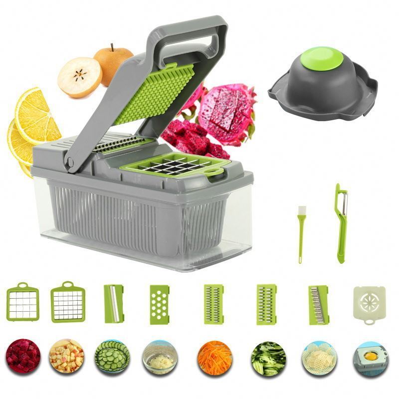 Hot selling 12 In 1 Hand Operated Vegetable Mandoline Slicer Veggie Chopper Food Chopper Onion Cutter Vegetable Slicer