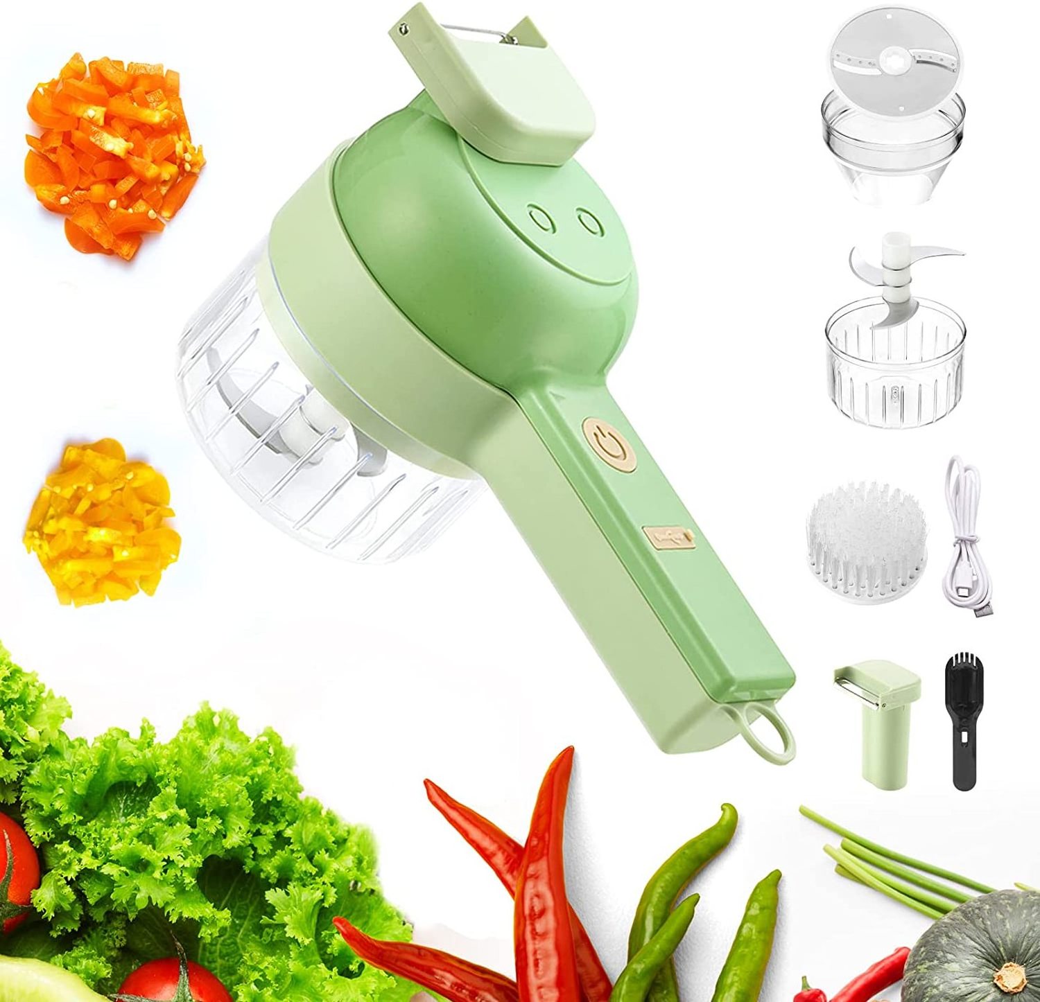 2023 Kitchen Gatling Vegetable Chopper Cutter Grater 4-In-1 Machine Vegetable Veggie Scissors Food Salad Onion Electric Smart