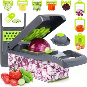 Professional Vegetable Sheet Chopper Mandoline Onion Dicer Veggie Slicer Nicer Fruit Cutter Portable 12 In 1 Blade Manual White