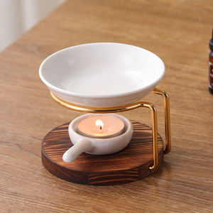 Wholesale Ceramic Wax Candle Warmer Oil Burner, Essential Oil Tealight Candle Melt Holder Incense Burner With White Ceramic Tray