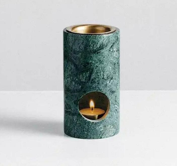 Natural Travertine Oil Burner essential oil diffuser burner, Candles burner aromatherapy wax melt warmer with metal tray