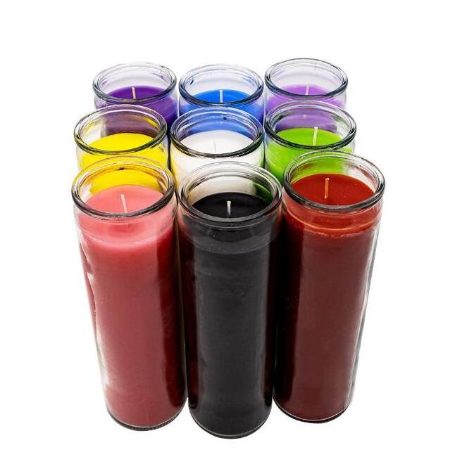 7 days religious candle with recycled glass candle jars outdoor using windproof candle