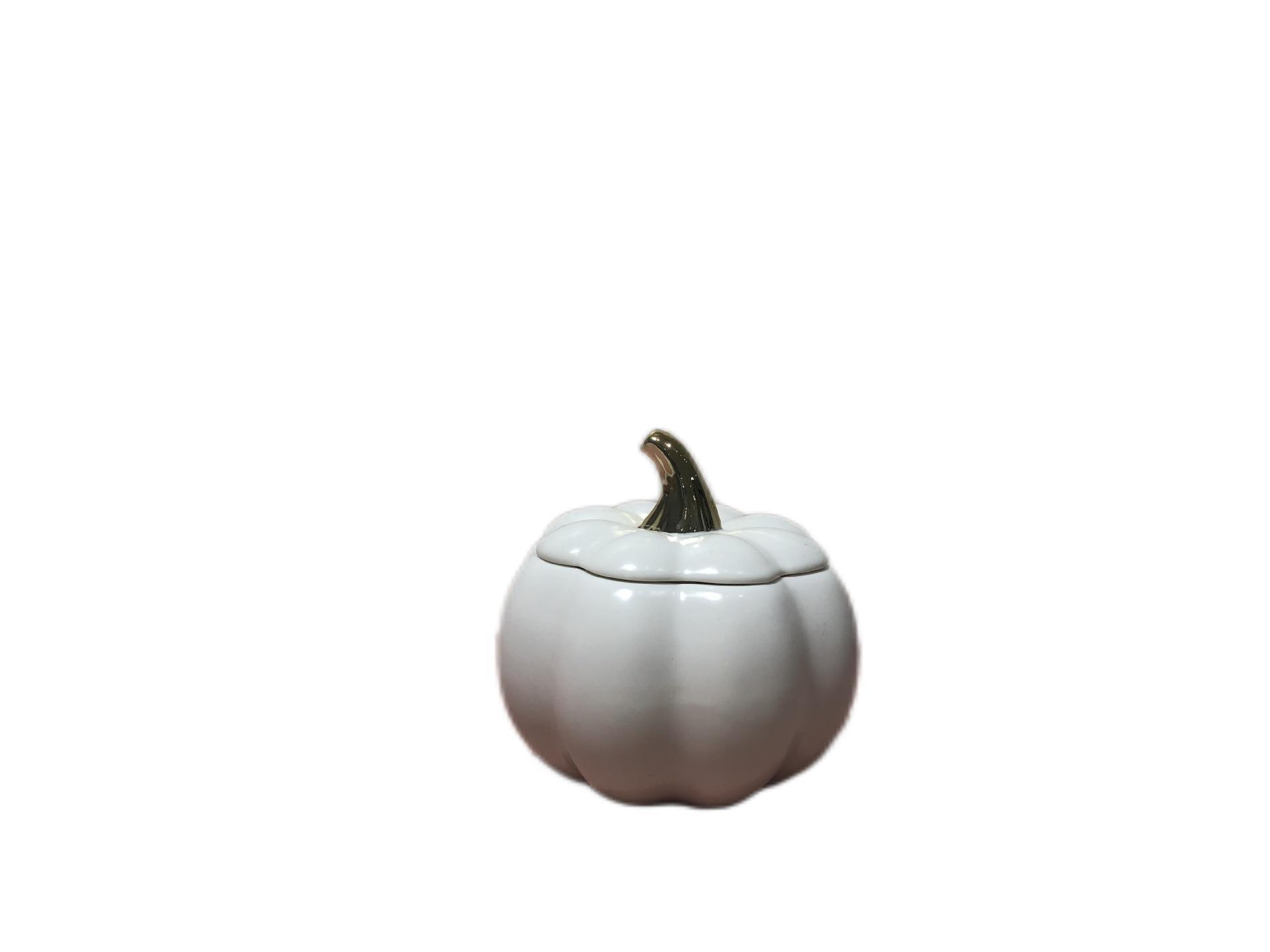 Golden Handle Pumpkin Shape Ceramic Candle Jar European-Style Candle Cup Creative Candle Holder Ornaments Crafts With Cover