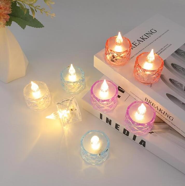 Mini electronic small candle Smokeless tears transparent small tea wax led candle light party decoration romantic atmosphere