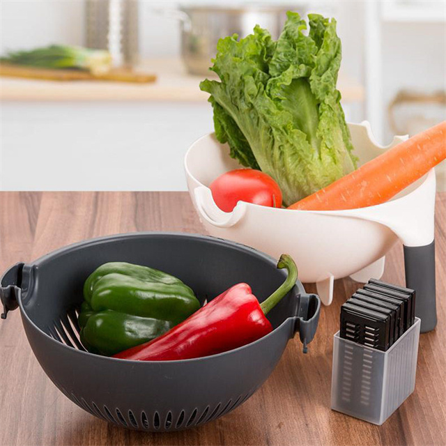 Multi-function 9 In 1 Multifunctional Manual Vegetable Chopper Cutter And Slicer With Draining Basket Strainer