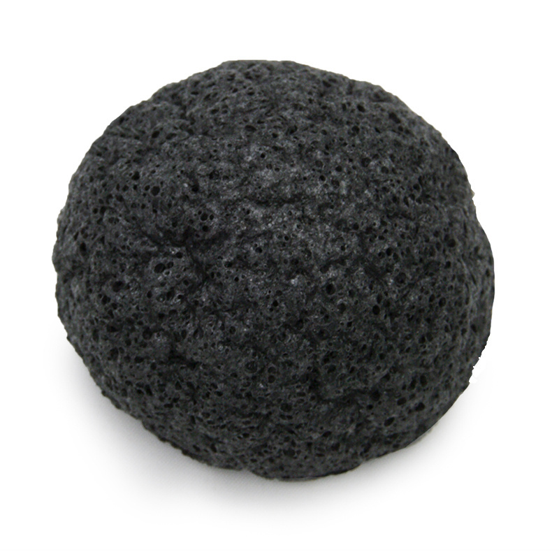 Bebevisa Exfoliating Konjac Sponge 100% Natural Charcoal for Adult and Baby 5 Years in Dry State; 2 Years in Wet State Half Ball