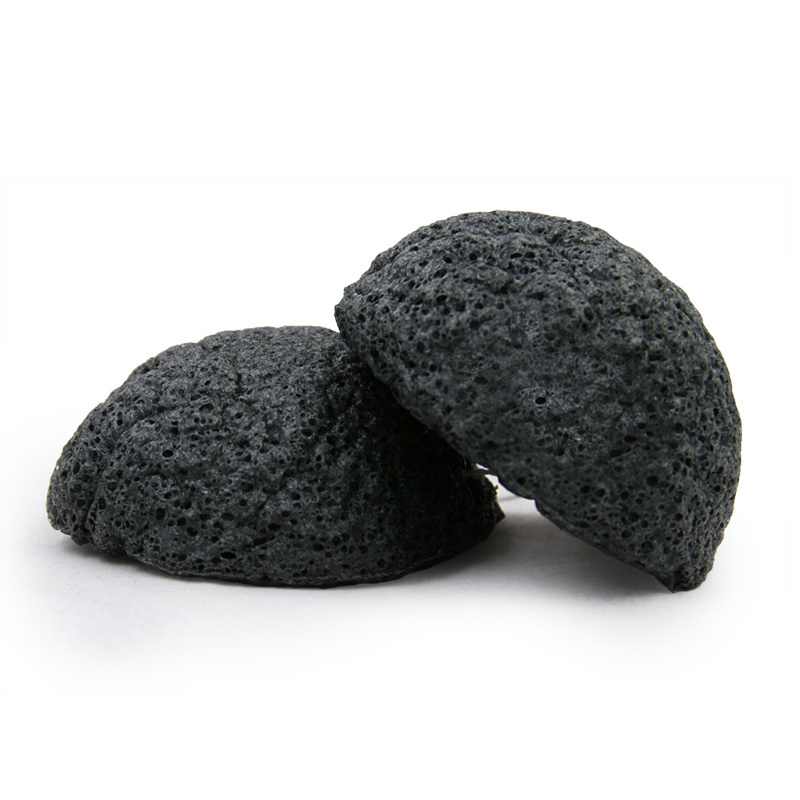 Bebevisa Exfoliating Konjac Sponge 100% Natural Charcoal for Adult and Baby 5 Years in Dry State; 2 Years in Wet State Half Ball