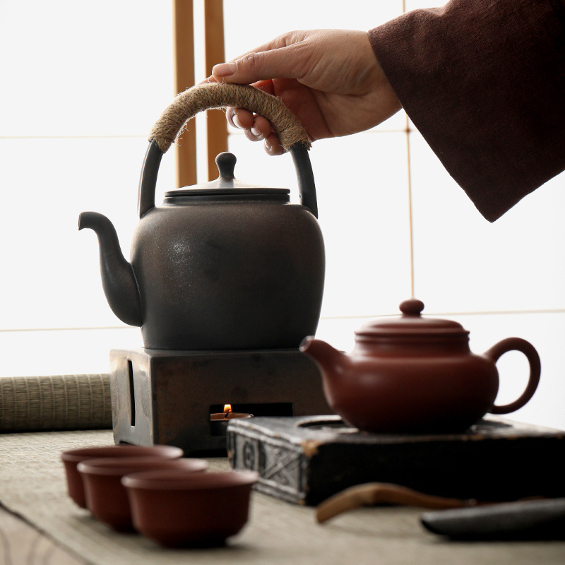 Pottery Tea Stove Japanese Style Handmade Vintage Clay Tea Pot with Warmer Ceramic Kung Fu Tea Pots & Kettles