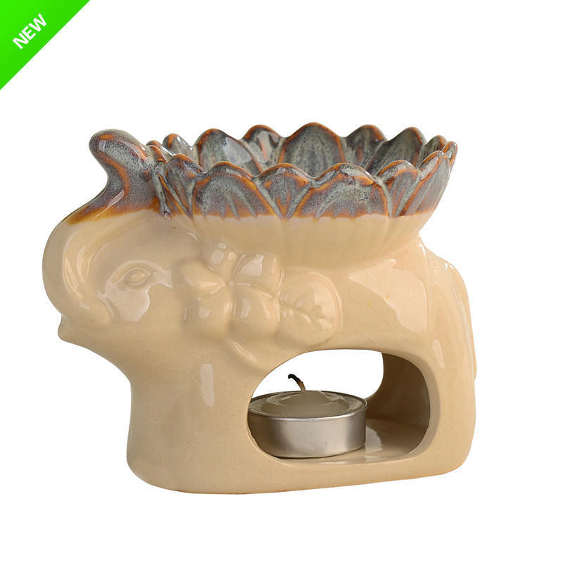 Thailand Style Ceramic Aromatherapy Essential Oil Burner Elephant Shape Tea Light Candle Holder Ceramic Wax Melt Warmer