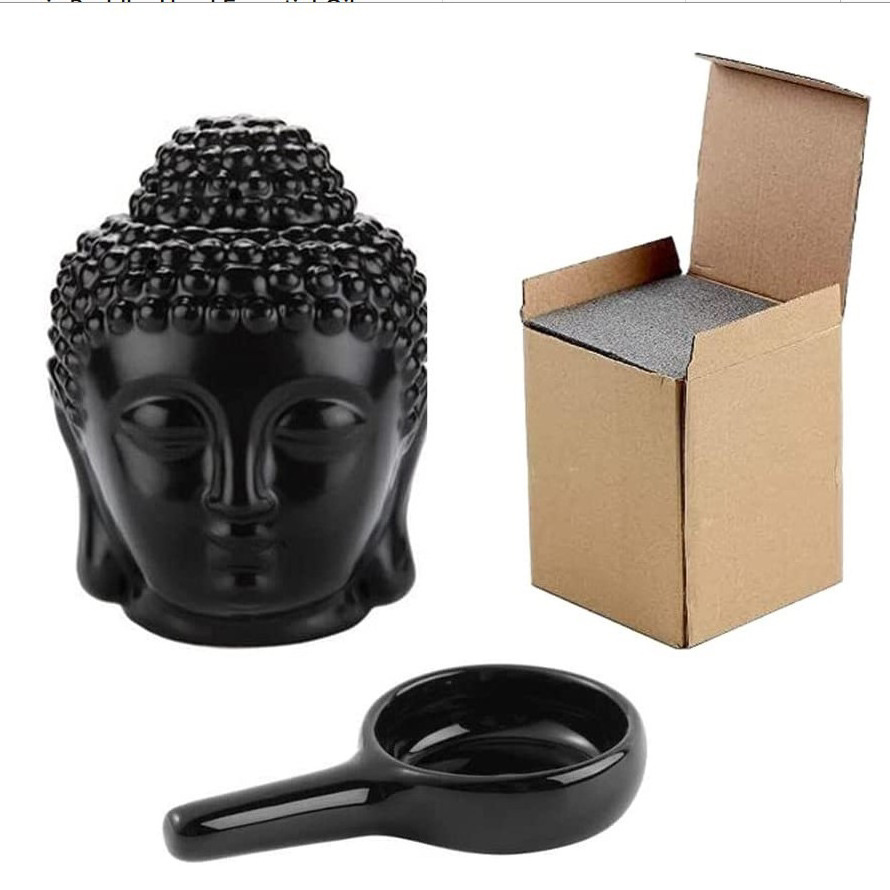 Aphacato Thai Buddha Head Ceramic Buddha Statue Candle Tealight Holders Home Decor Wax Melt Burner Ceramic Essential Oil Burner