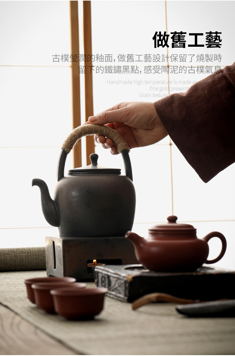 Pottery Tea Stove Japanese Style Handmade Vintage Clay Tea Pot with Warmer Ceramic Kung Fu Tea Pots & Kettles