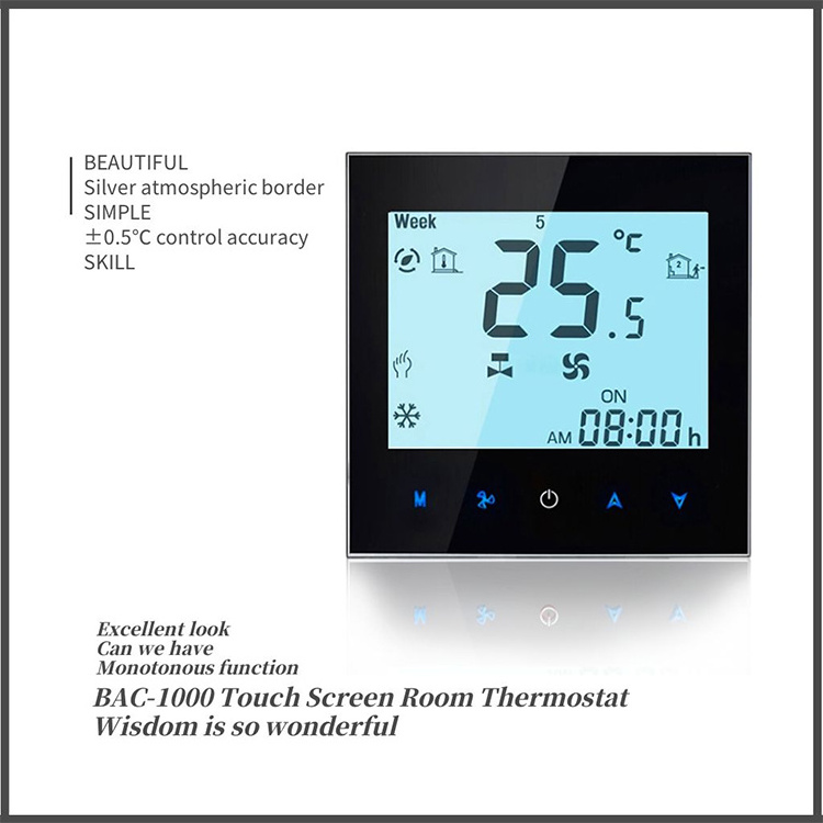 Beca BAC-1000 24v 220v Smart Rs485 Hvac 4 Pipe Modbus Fcu Thermostat Digital Room Thermostat