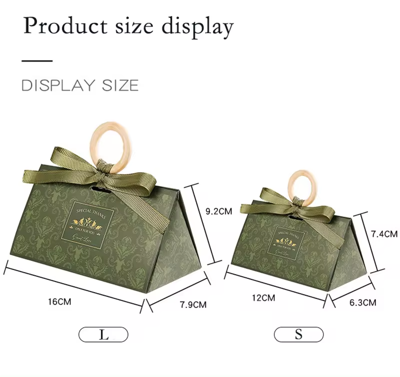 Large Capacity Triangle Shape Paper Bag Packaging Box With Handles Party Wedding Candy Favor Gift Box